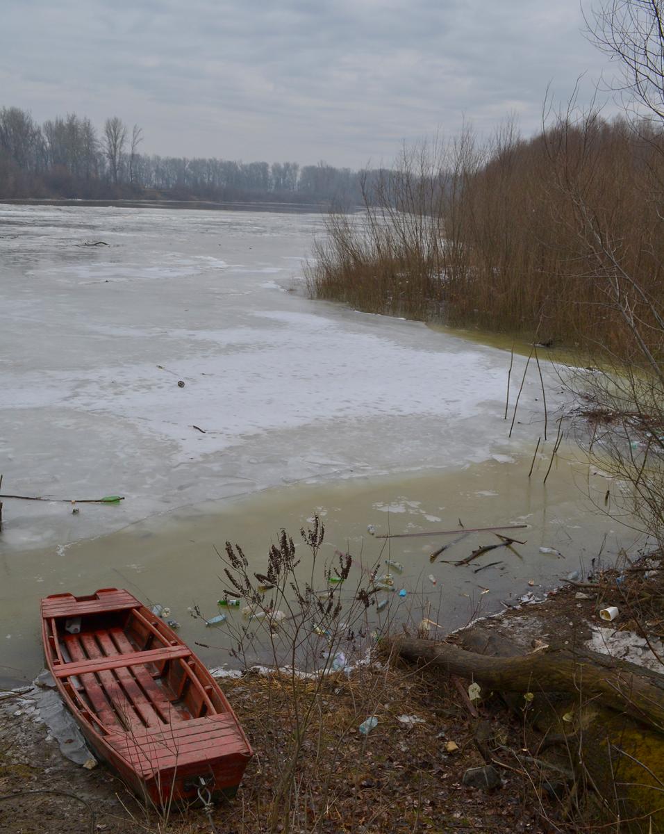 A Tisza itt is nagyrészt fagyott volt.  <br>Fotó: Nagy Károly, 2015.01.16.