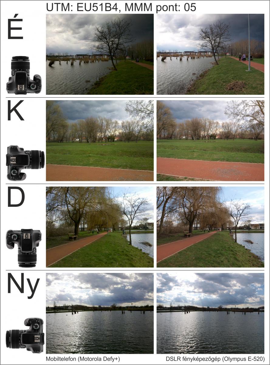 Az EU51B4 UTM 05-ös számú megfigyelési pontjánál április 13-án készített tesztfotók – balra a mobiltelefonnal, jobbra a DSLR fényképezőgéppel készített képek láthatók. ::: A képre kattintva megtekinthető nagyobb méretben is!