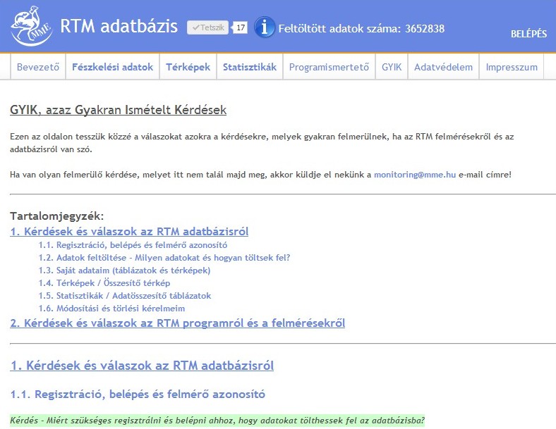 GYIK, azaz Gyakran Ismételt Kérdések ::: RTM adatbázis, 2013.09.10.